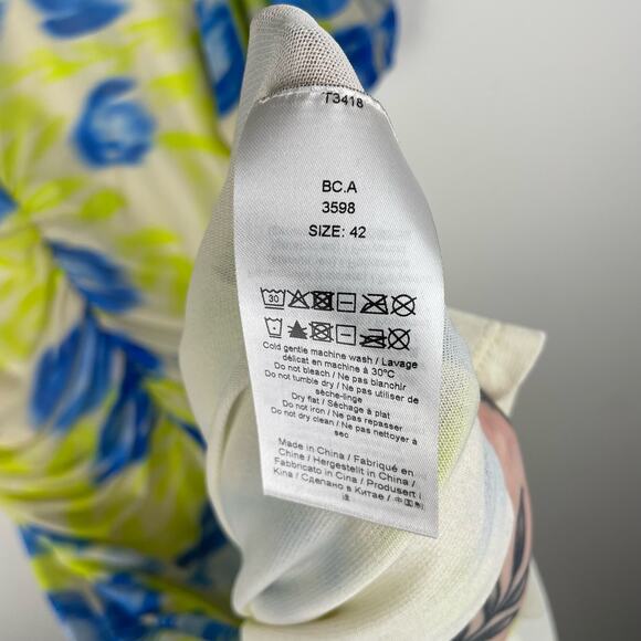 Ganni Printed Mesh Maxi Dress Strong Blue Green Floral Blue Square Neck 42 XL - Picture 6 of 16